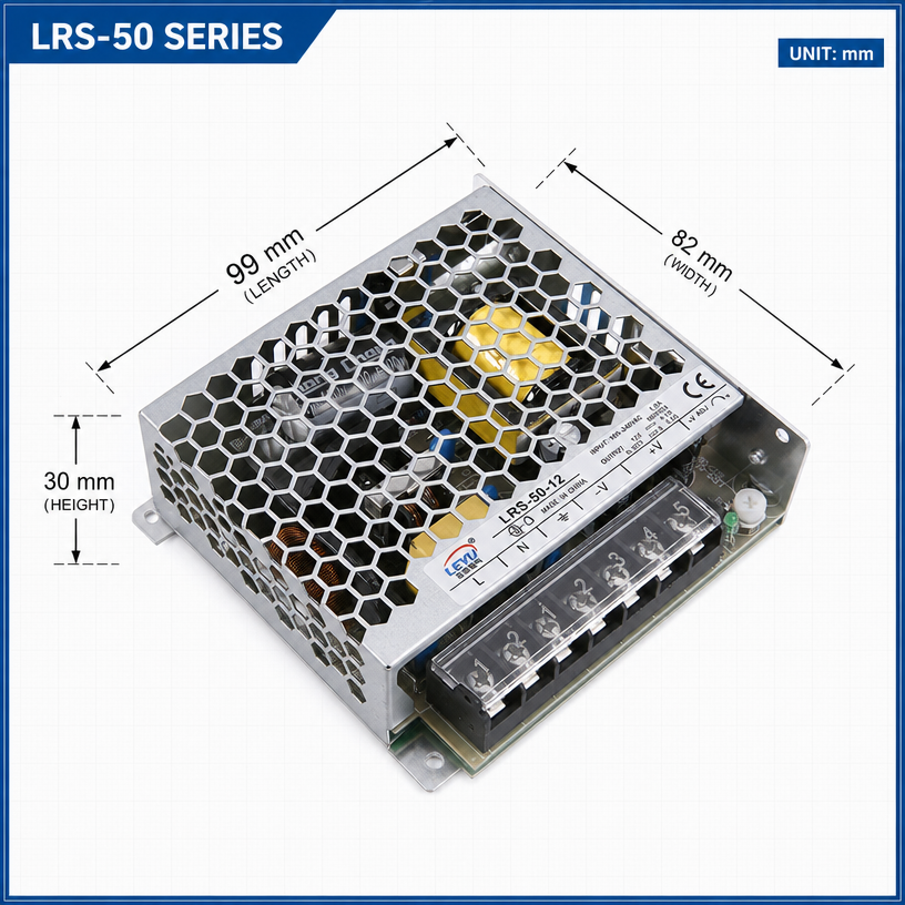 LRS-50 50W switching power supply dimensions 99x82x30mm LRS-50 50W switching power supply dimensions 99x82x30mm