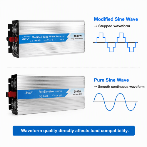 Pure sine wave and modified sine wave inverter waveform difference